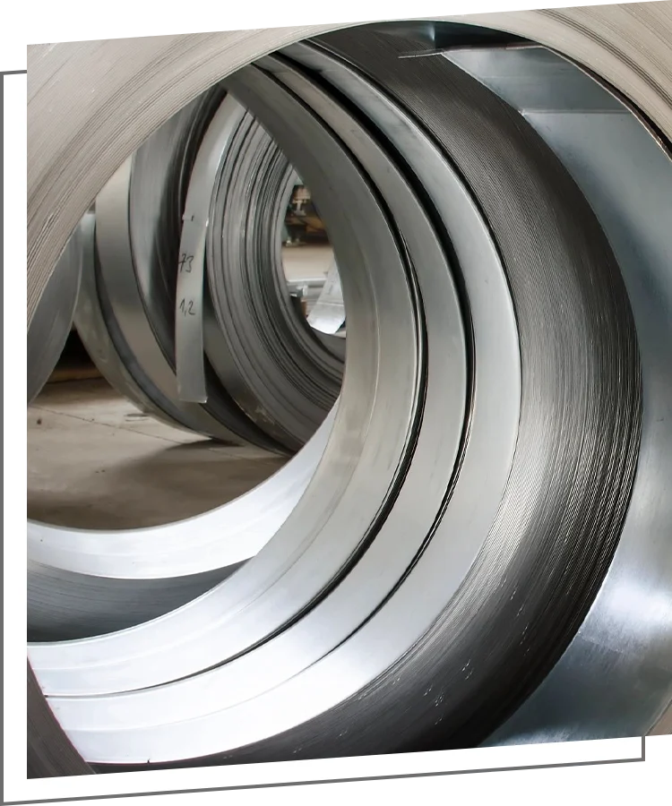 A close up of metal rings in a warehouse